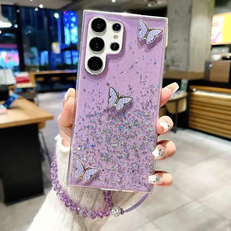 Starry Butterfly Handrope Phone Case - Samsung
