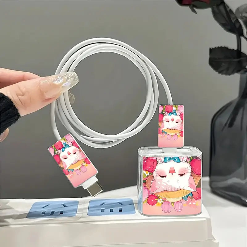 Whimsical Cat-Themed Charger Protector Kit