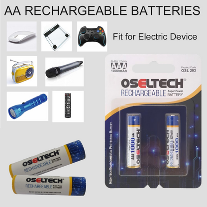 1000mAh AAA Rechargeable Battery 1.2V (Pack of 2)