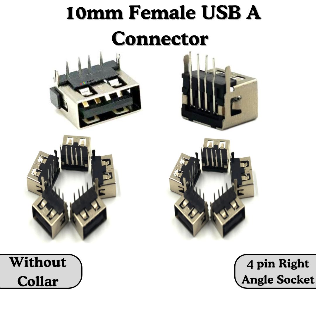 Female USB A Connector 4-Pin Socket