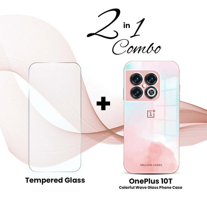 OnePlus (2 in 1 Combo) - Colorful Wave Glass Phone Case + Tempered Glass