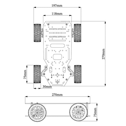 Ackerman Metal Chassis with Encoder Motors and Front Steering Servo