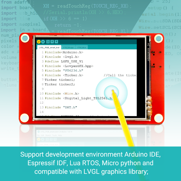 Elecrow ESP32 Display-2.8 Inch HMI with Touch Screen - High Resolution, WiFi, Bluetooth, LVGL Support With out Acrylic Case