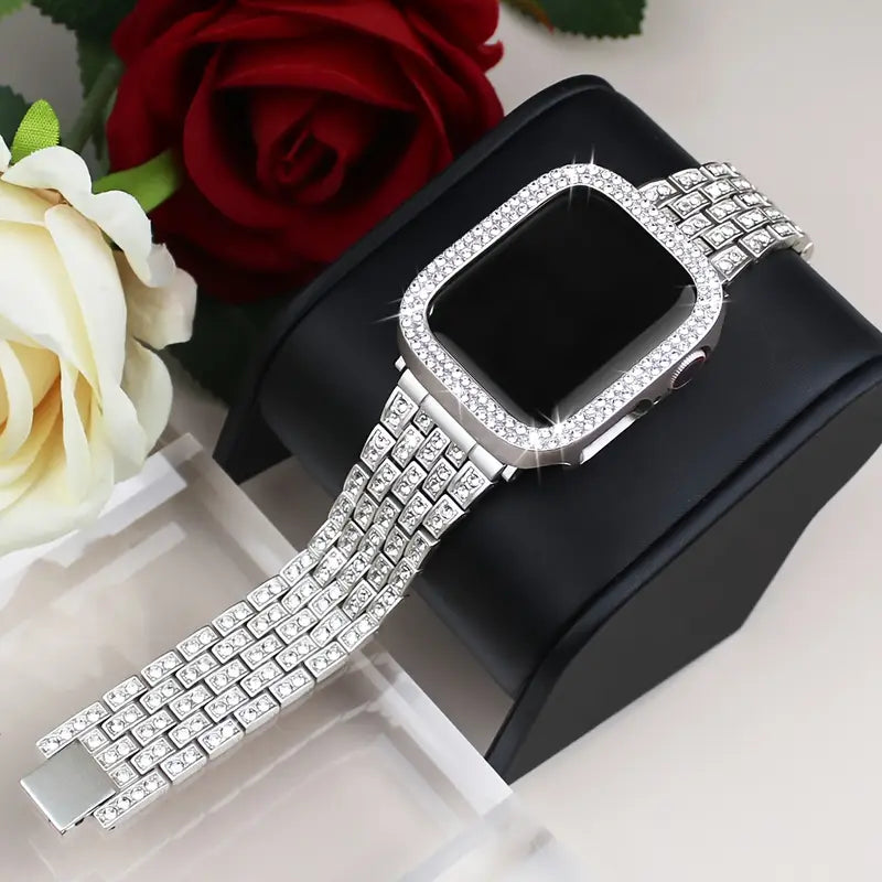 Sparkling Rhinestone Watch Band & Case Set