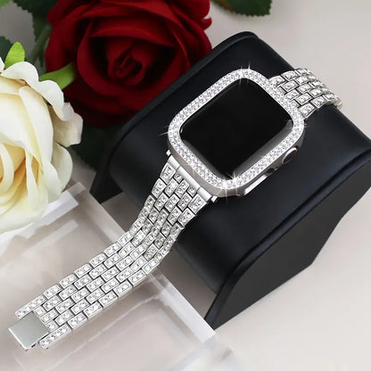 Sparkling Rhinestone Watch Band & Case Set