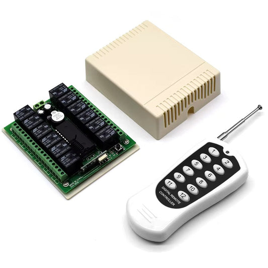 433Mhz 12-Way Learning Wireless Remote Control with Relay Switch Combo