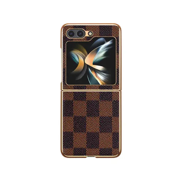 Galaxy Z Flip Series Luxury Electroplated Plaid Leather Case