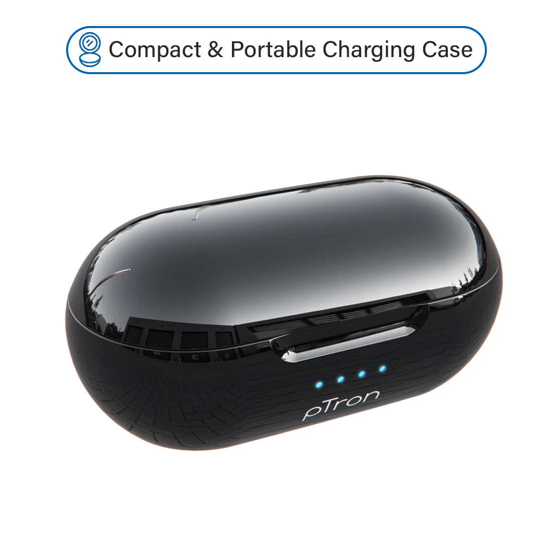pTron Bassbuds Evo True Wireless Stereo Earphones, 12Hrs Playback with Case & Mic - Black/Red