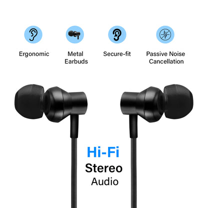 pTron InTunes Beats In-Ear Magnetic Stereo Wireless Neckband with Mic - (Black)