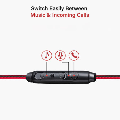 pTron Boom One In-Ear Stereo Sound Wired Earphones with Mic & Volume Control - (Red)