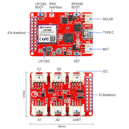 ELECROW LR1262 Node Board LoRaWan Node Module for Long Range Communication (868Mhz/915Mhz) Frenquency:868 Mhz