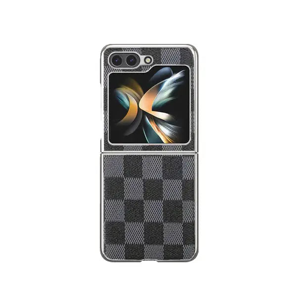 Galaxy Z Flip Series Luxury Electroplated Plaid Leather Case