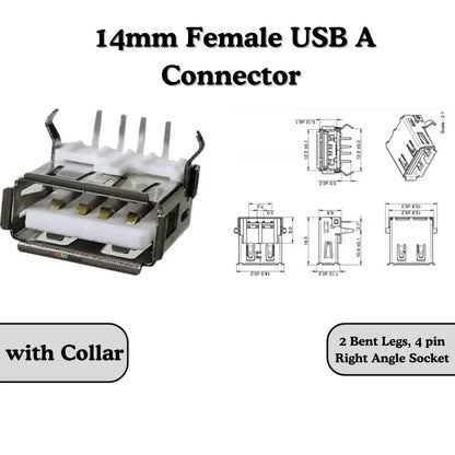 Female USB A Connector 4-Pin Socket