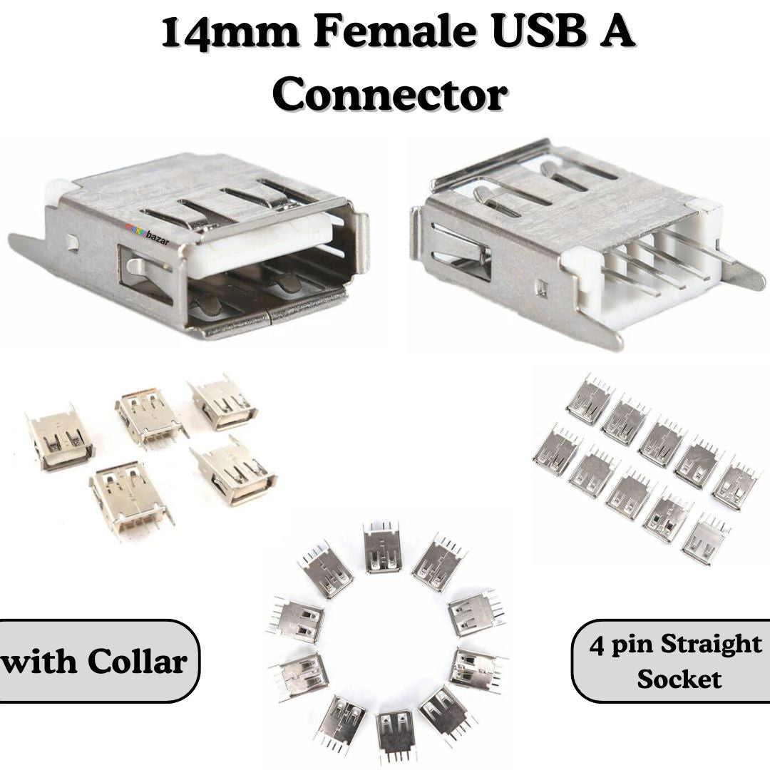 Female USB A Connector 4-Pin Socket