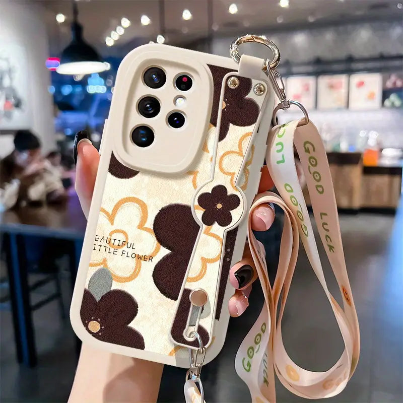 Floral Silicone Crossbody Case - Samsung