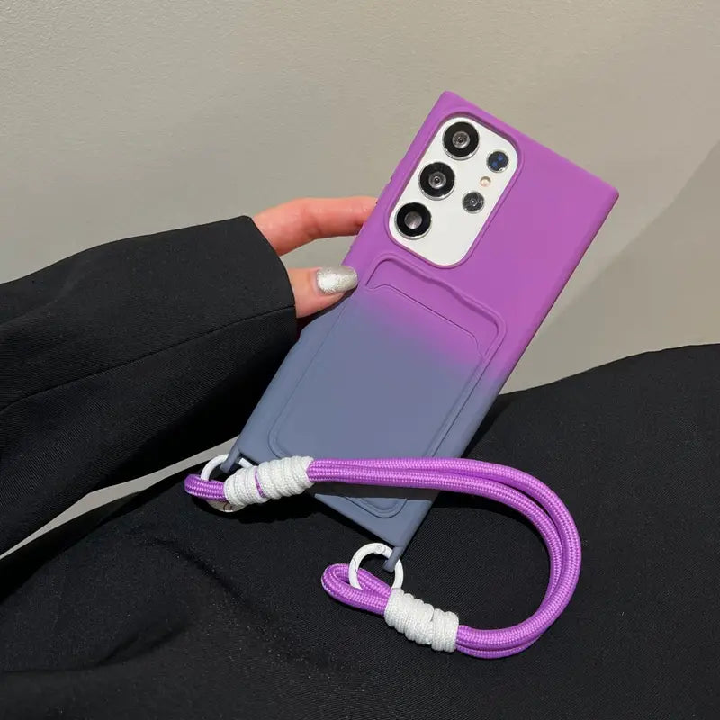 Card Holder Gradient Mode Lanyard Case