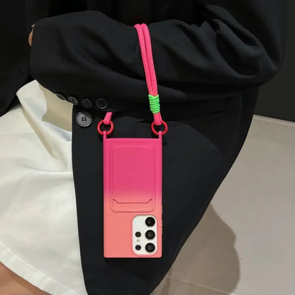 Card Holder Gradient Mode Lanyard Case