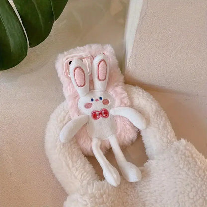 Fluffy Bunny Charm Plush Phone Case