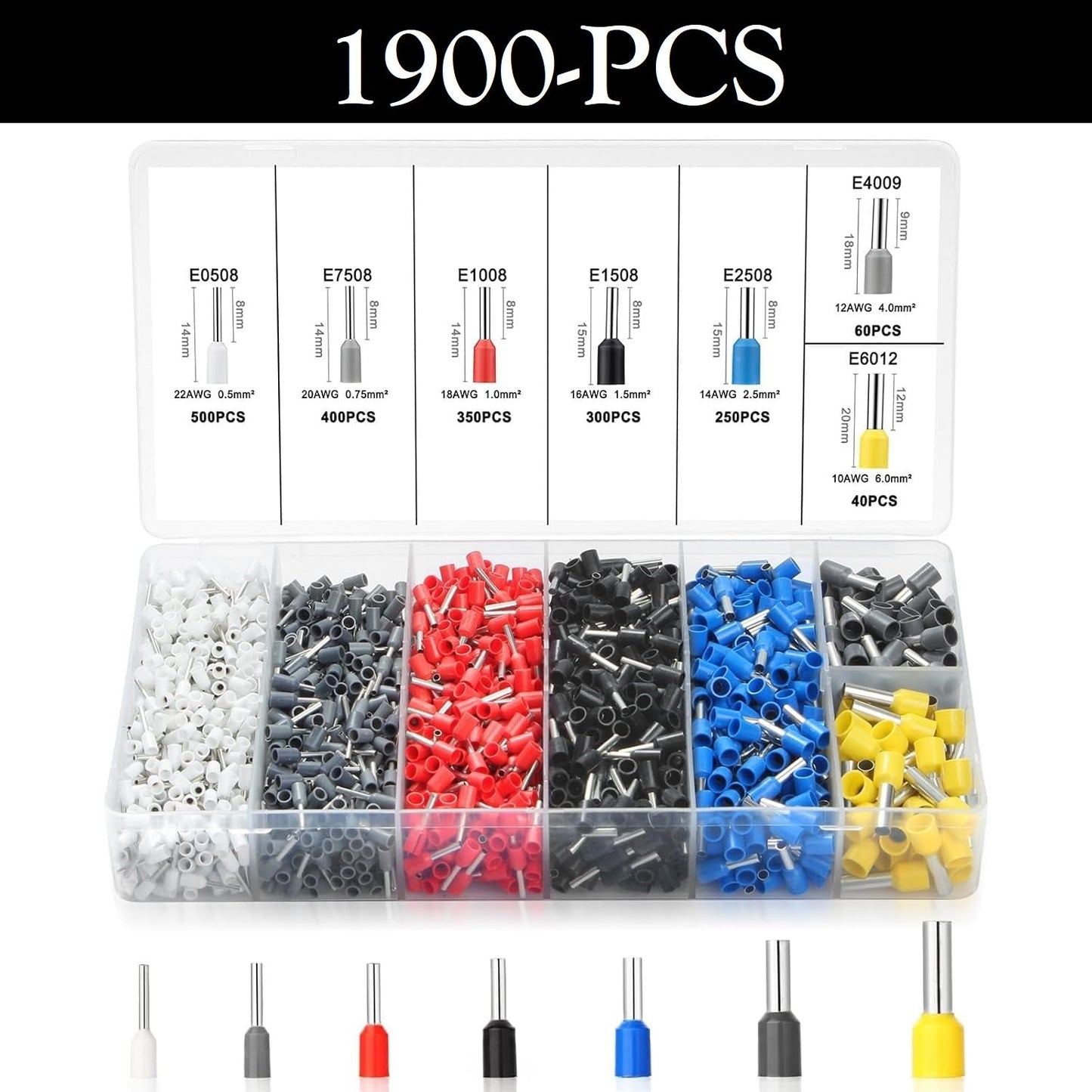 Wire Ferrule Kit Insulated Terminal Crimp Pin Connector Assorment Kit