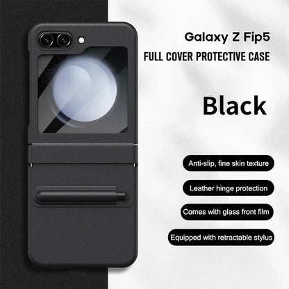 Galaxy Z Flip5 Grip Guard Solid Leather Protective Case