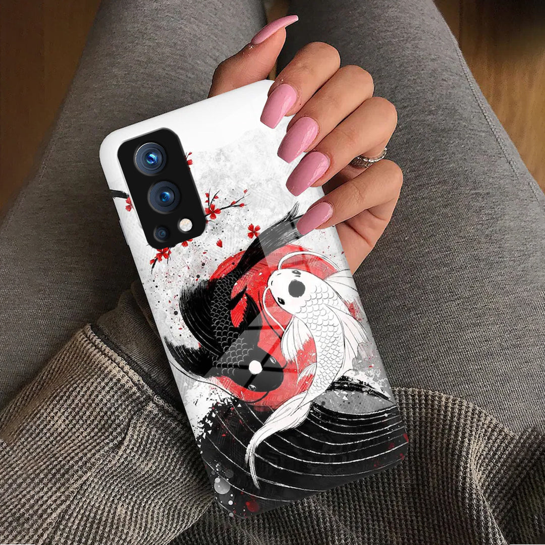 Yin Yang Kio Fish Designer Glass Case  - OnePlus Nord Series