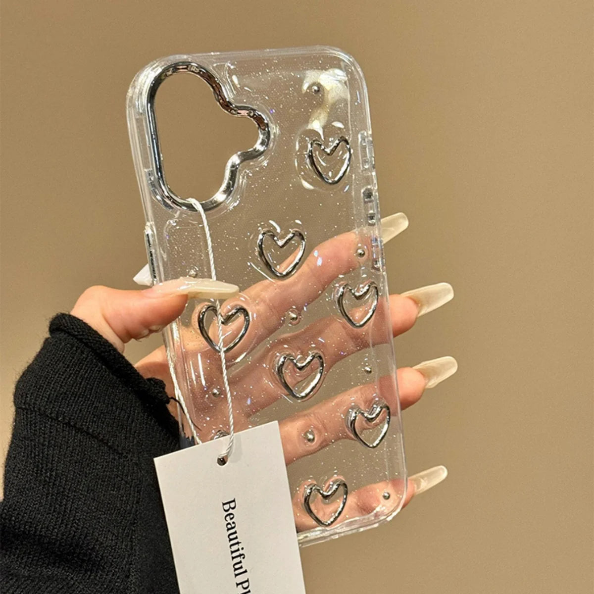 Stylish Clear Heart Design Case