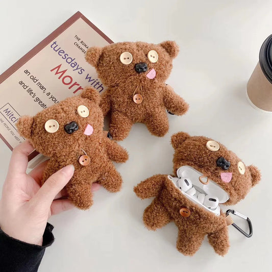 Cartoon Bear Silicone AirPods Case with Hook