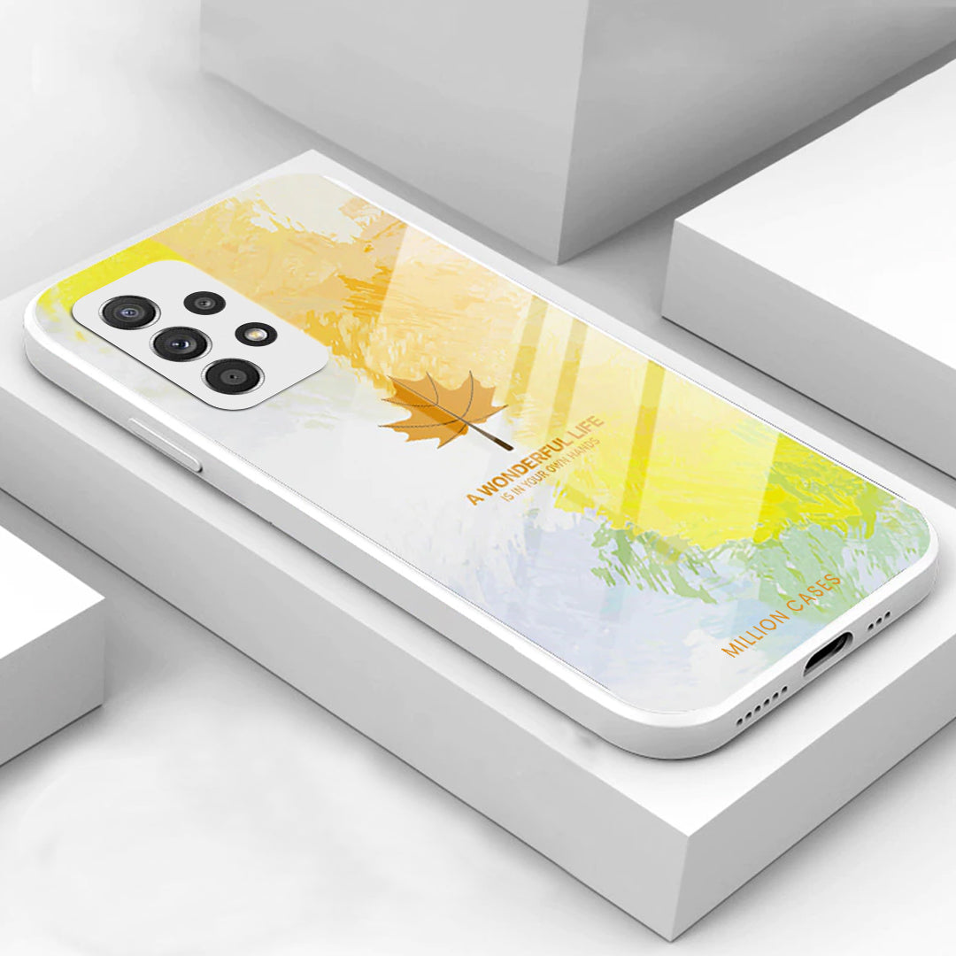 Galaxy Series Watercolor Mapple Leaf Glass Case