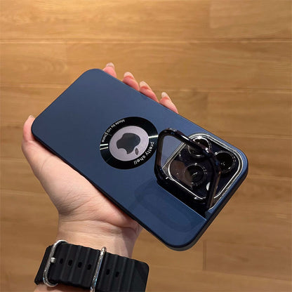 iPhone 15 Series Luxury Camera Protector Stand Case With Logo Cut