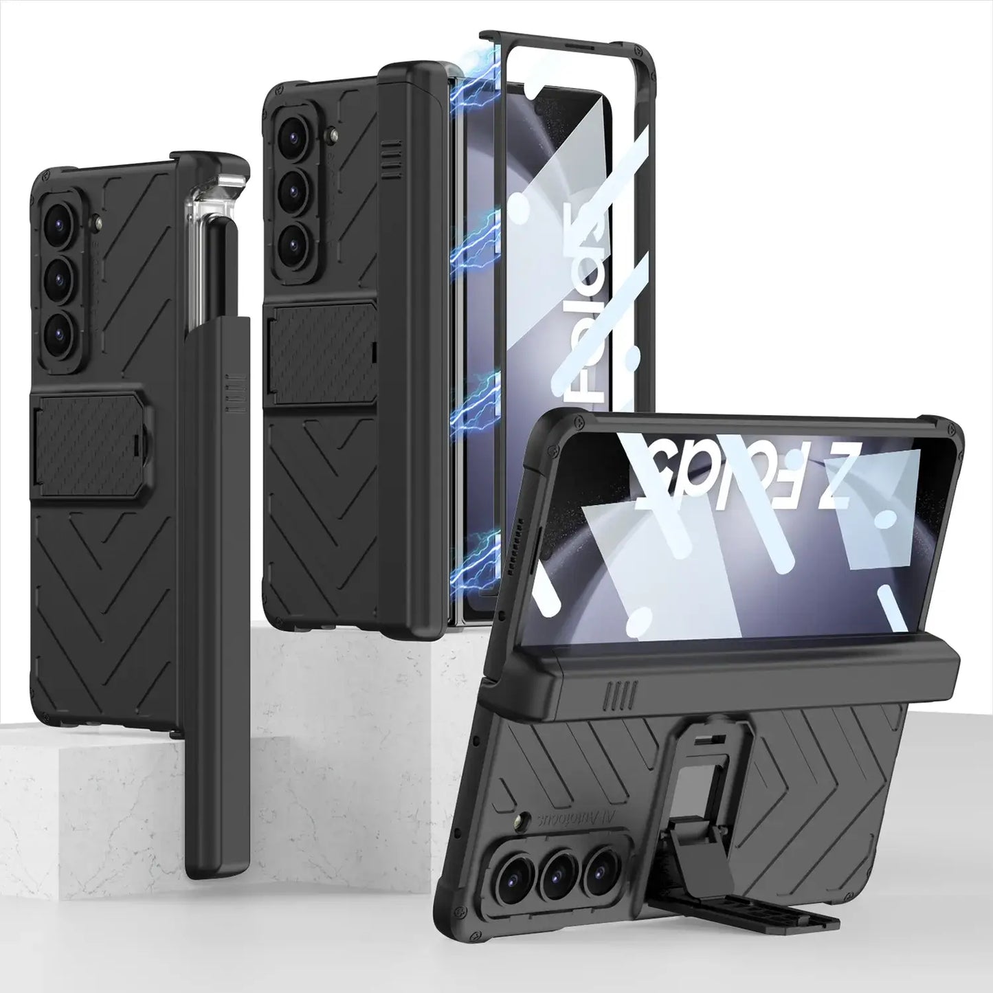Galaxy Z Fold5 Magnetic Hinge Slide Pen Holder Case