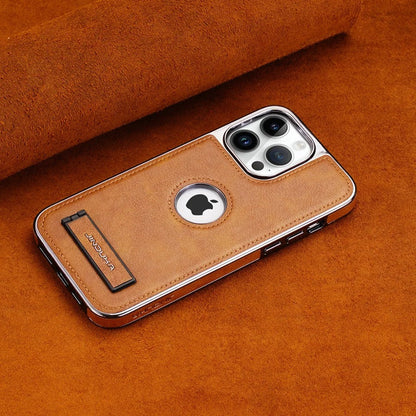 iPhone 14 Series Genuine Leather Bracket Holder Case