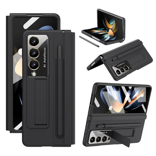 Stretchable Leather Hinge Folding Kickstand Case - Samsung