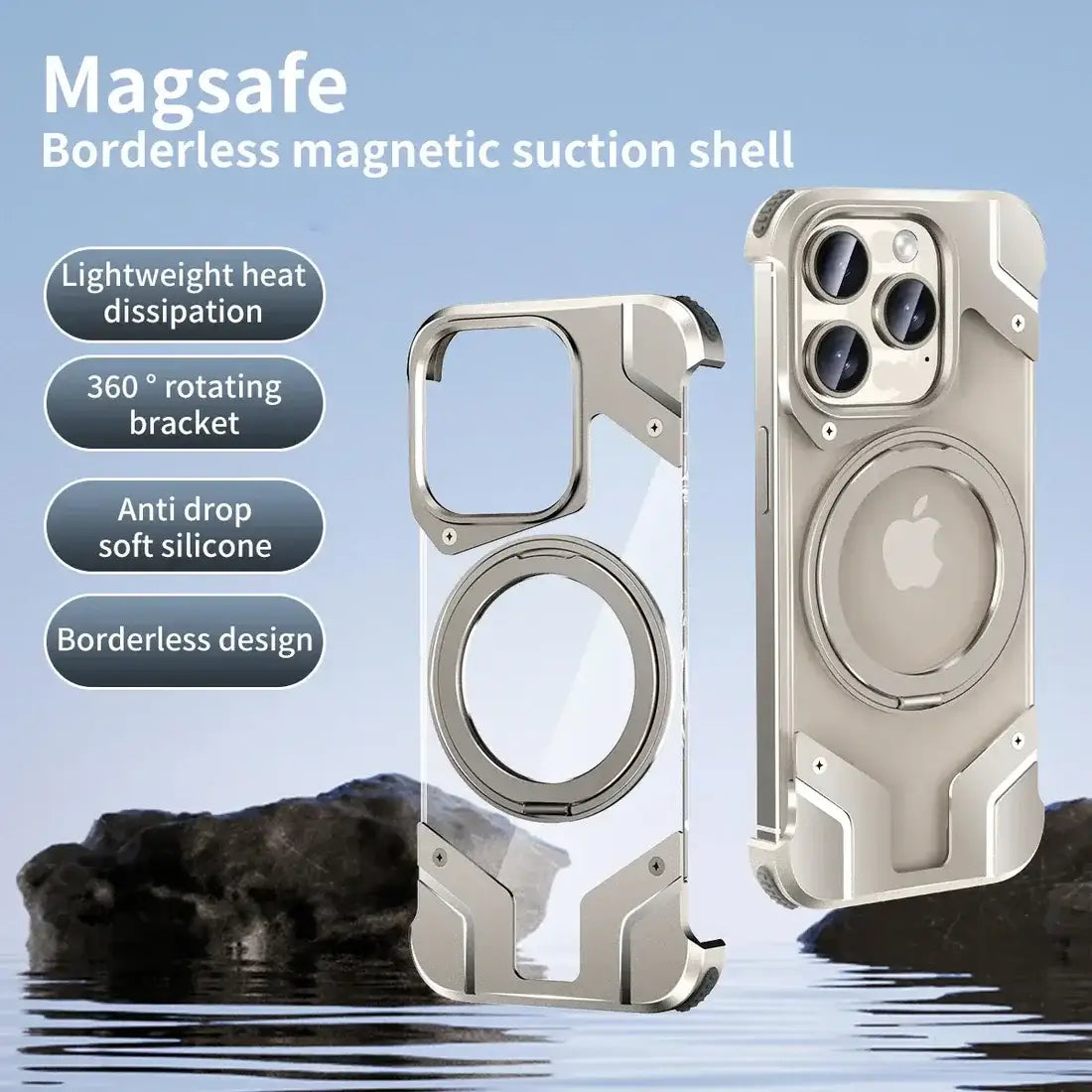 Titanium Rimless Magnetic Stand Case - iPhone