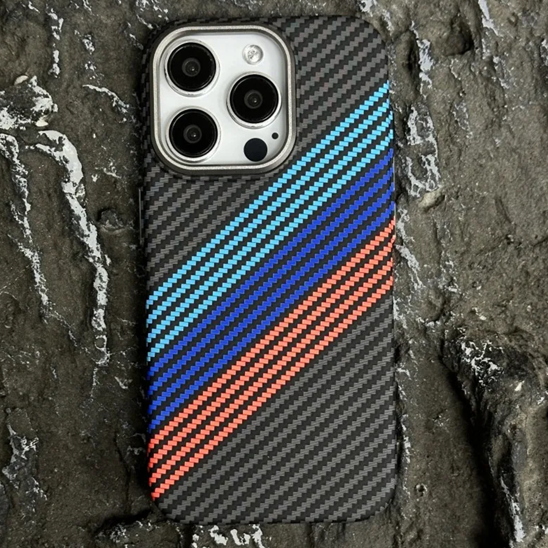 Embossed Carbon Fiber Stripes Case - iPhone