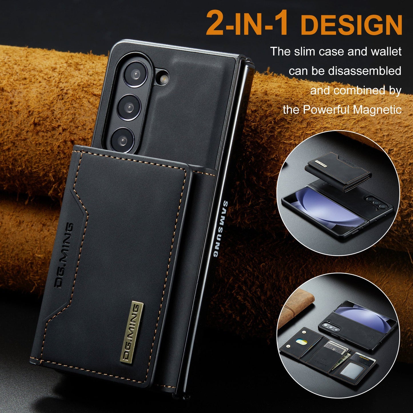 Galaxy Z Fold6 Versatile Magnetic Leather Wallet Case