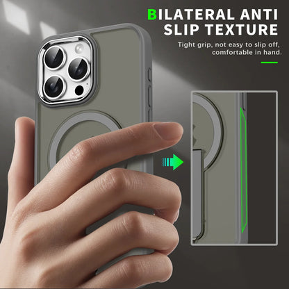 Frosted Elegance Kickstand Magnetic Case - iPhone