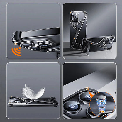 Rugged Titanium Alloy Shield Kickstand Case - iPhone