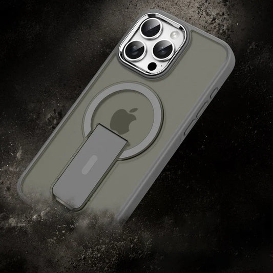 Frosted Elegance Kickstand Magnetic Case - iPhone
