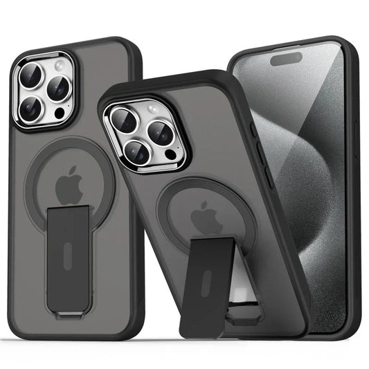 Frosted Elegance Kickstand Magnetic Case - iPhone
