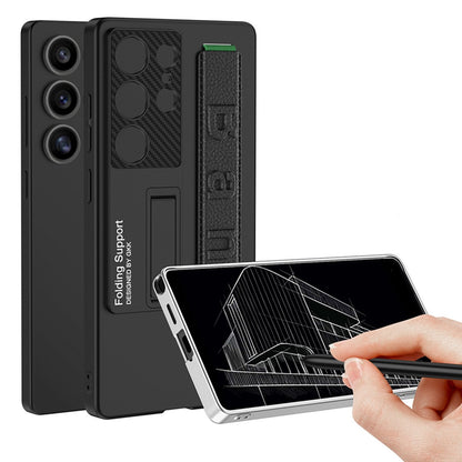Galaxy S25 Series Magnetic Hinge Case with Pen Holder and Wrist Strap