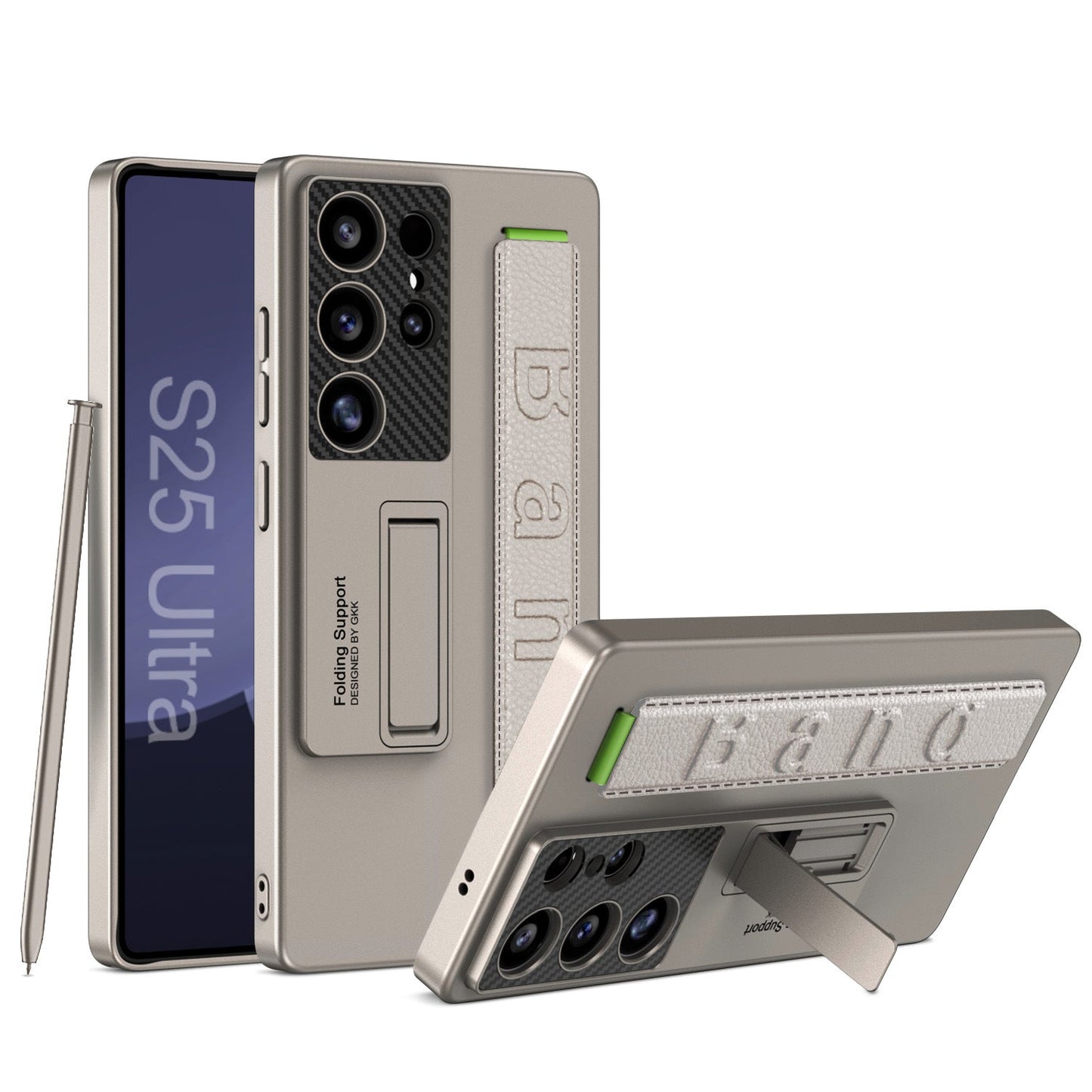Galaxy S25 Series Magnetic Hinge Case with Pen Holder and Wrist Strap
