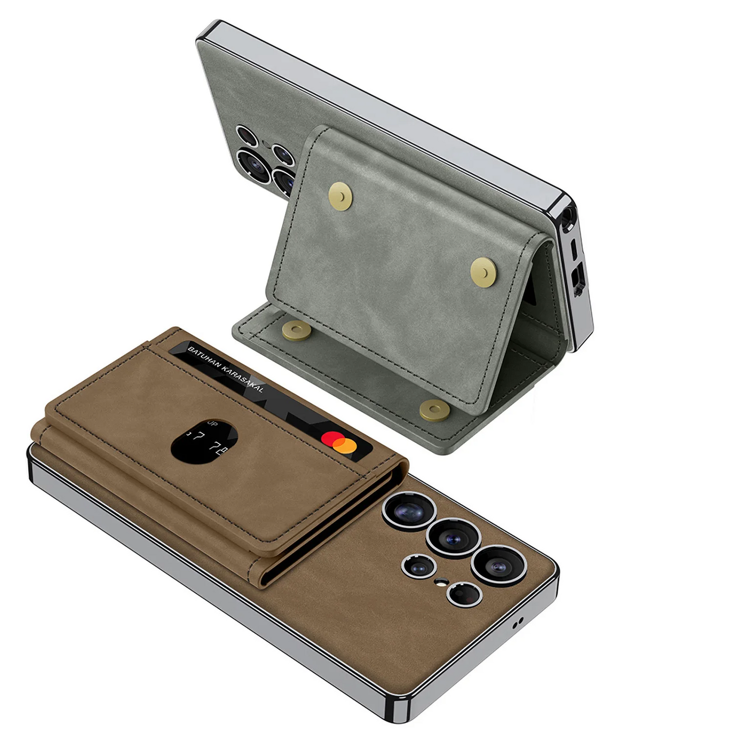 Galaxy S25 Ultra Vegan Leather Electroplated Card Wallet Case