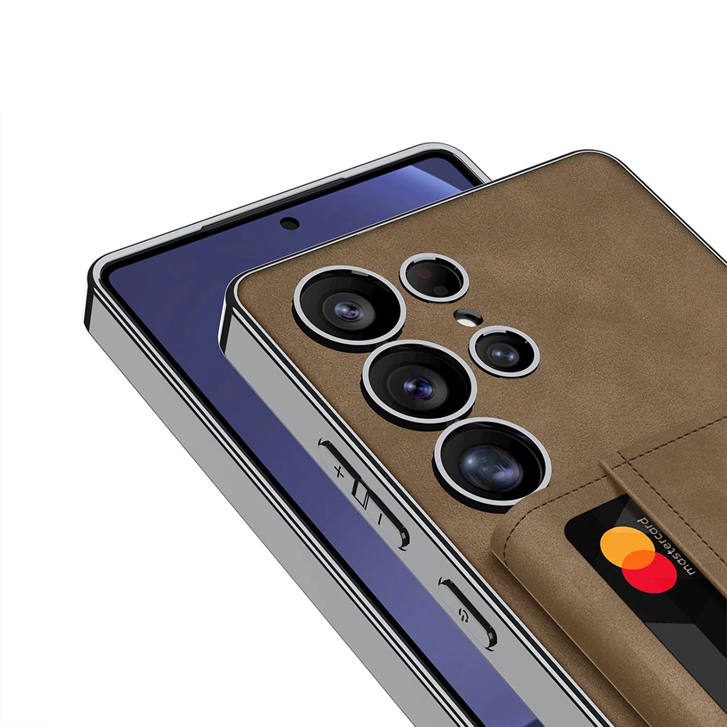 Galaxy S25 Ultra Vegan Leather Electroplated Card Wallet Case