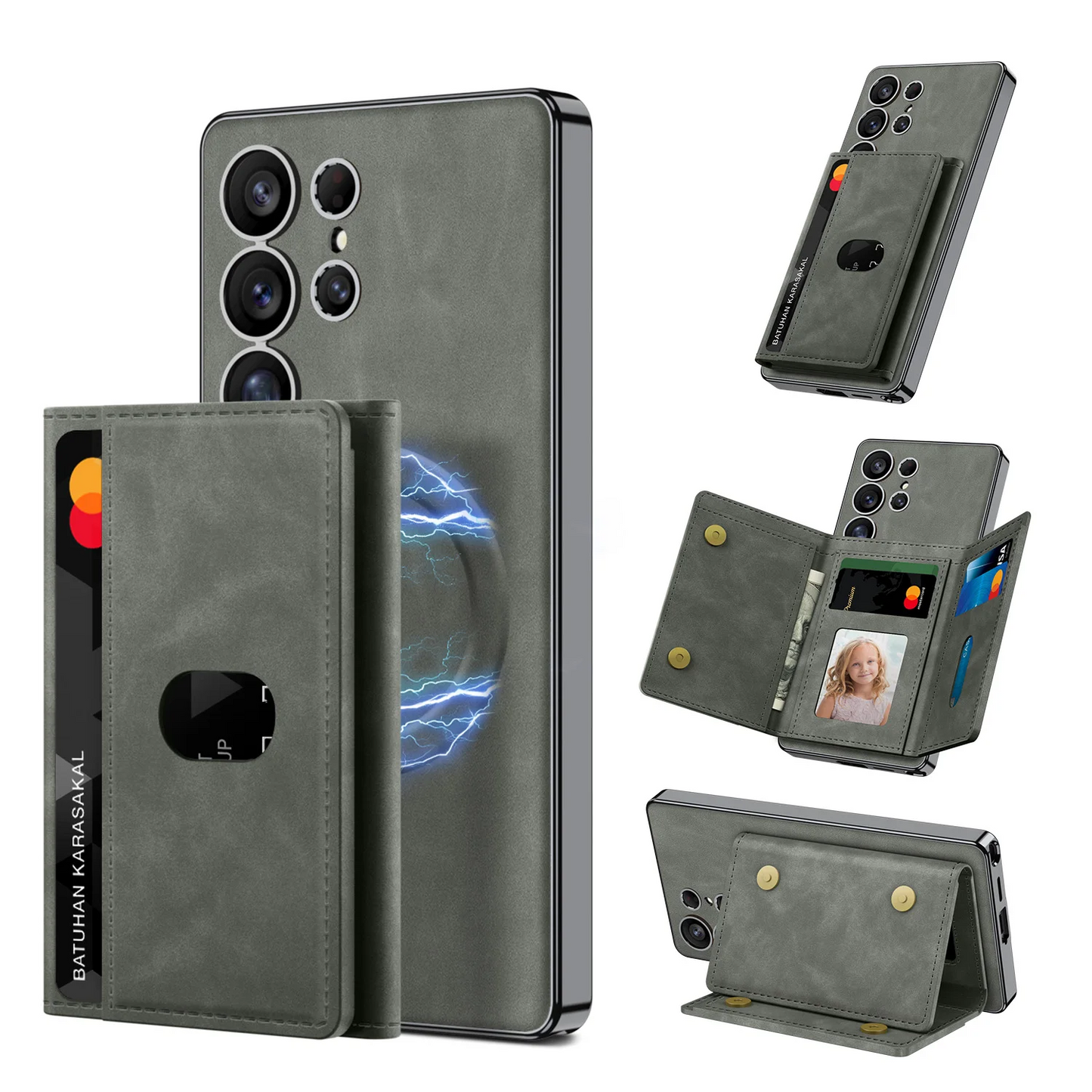 Galaxy S25 Ultra Vegan Leather Electroplated Card Wallet Case