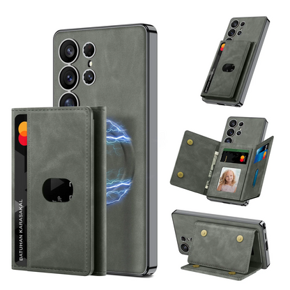 Galaxy S25 Ultra Vegan Leather Electroplated Card Wallet Case