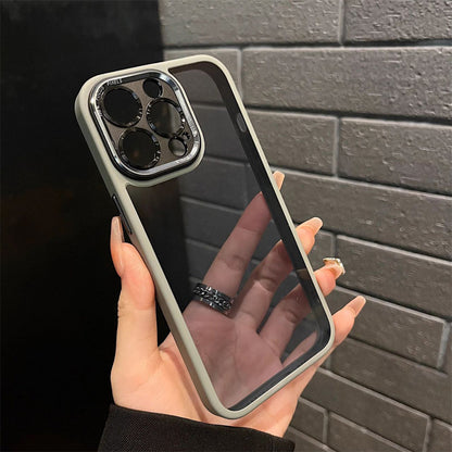 Clear Slim Metal Camera Shield Case - iPhone