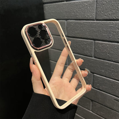 Clear Slim Metal Camera Shield Case - iPhone