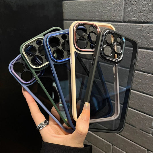 Clear Slim Metal Camera Shield Case - iPhone