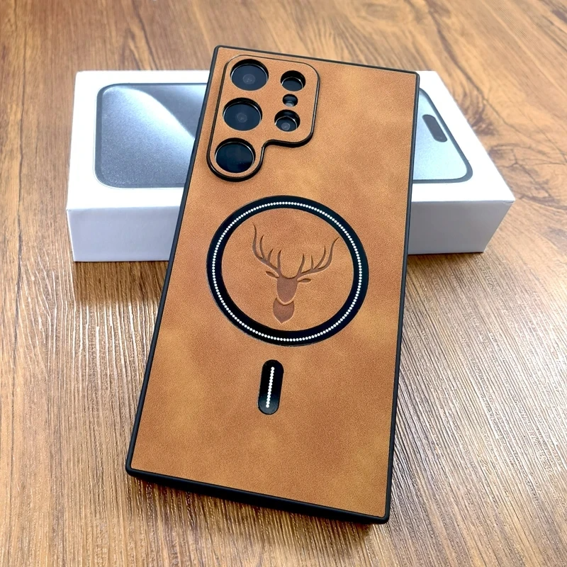 MagSafe Luxury Leather Deer Pattern Case - Samsung