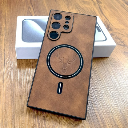 MagSafe Luxury Leather Deer Pattern Case - Samsung